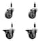 Service Caster 3.5'' Gray Poly Wheel Swivel 7/8'' Expanding Stem Caster Set 2 Brakes, 4PK SCC-EX20S3514-PPUB-2-PLB-2-78 - alternate 1
